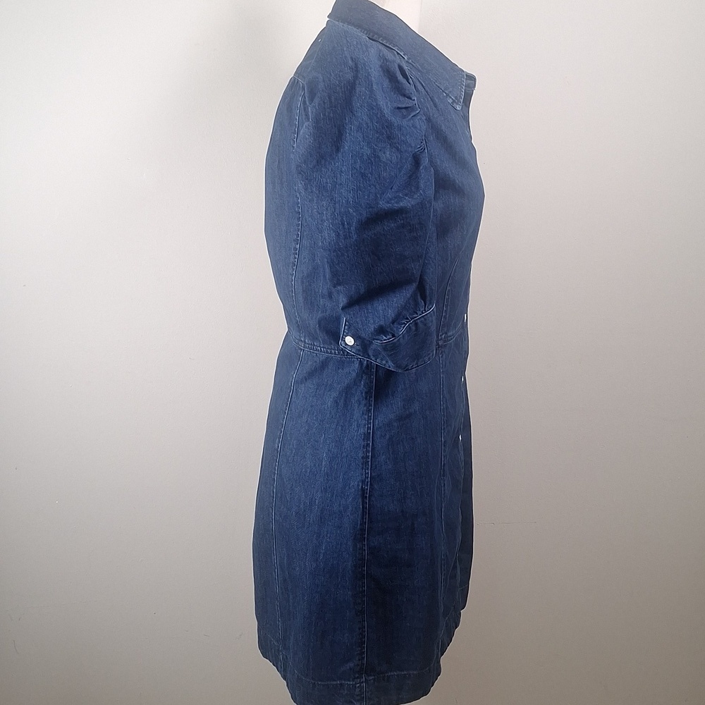FRAMEGillian Puff-Sleeve Denim Dress Size M NWOT - Picture 6 of 11